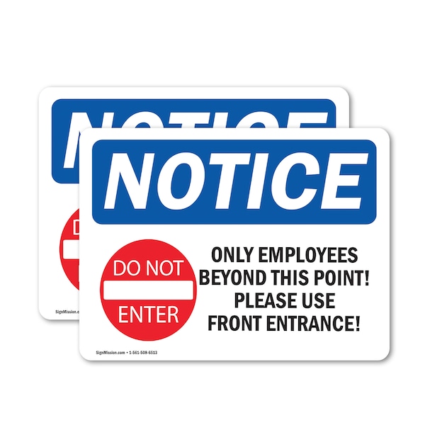 Signmission Only Employees Beyond This Point! Sign, Vinyl Decal, 7in W x 5in L, 2PK OS-2PACK-NS-D-57-L-16995 - main